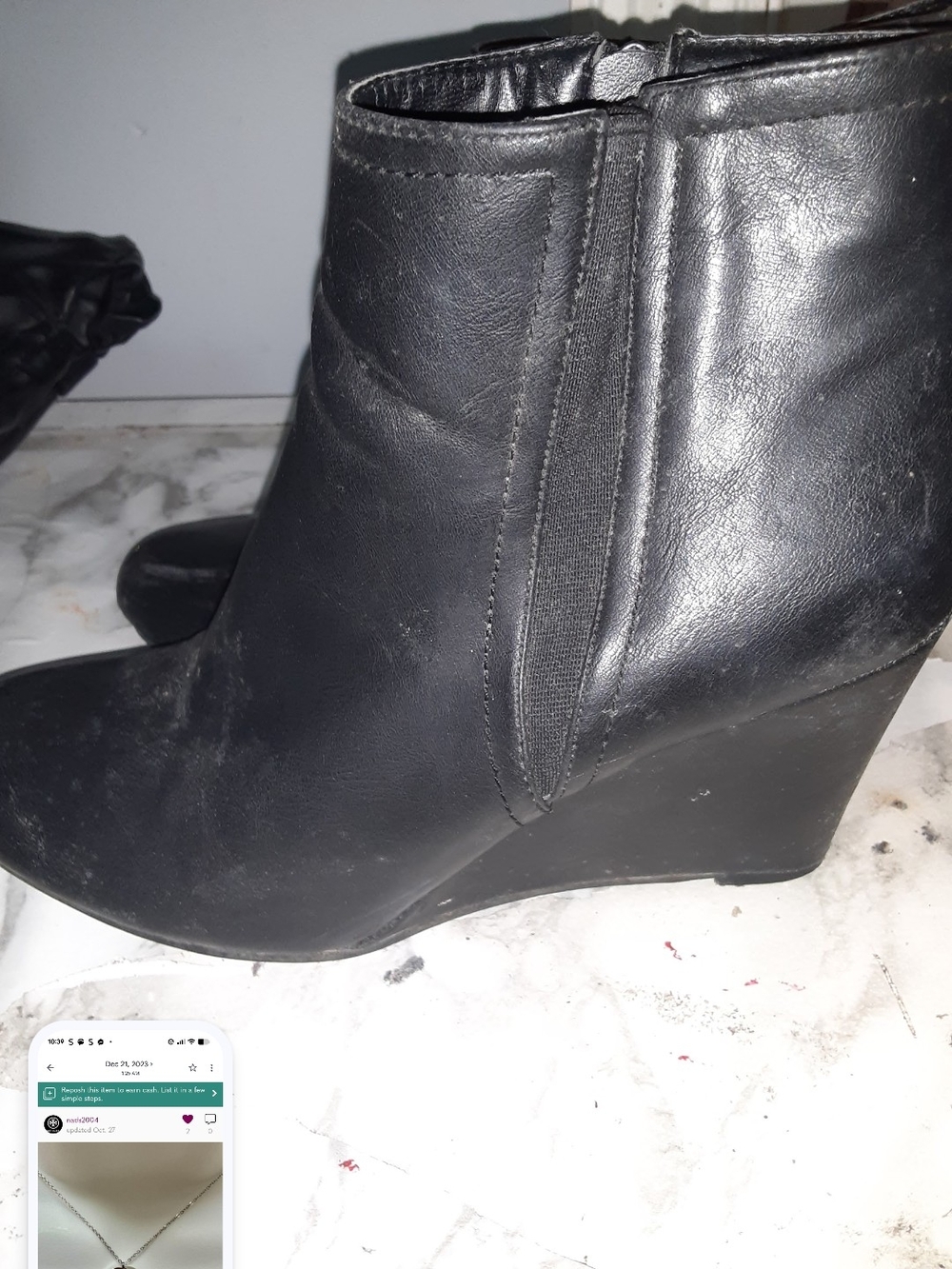Classic Black Wedge Ankle Boots - Sleek Everyday Style - Picture 2 of 3
